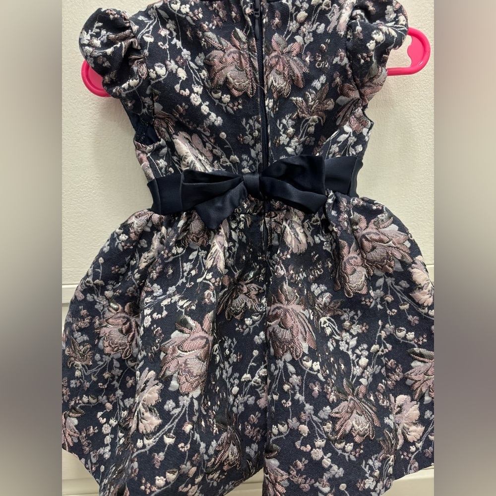 Bonnie Baby Metallic Navy Dress with Pink Accents - Picture 4 of 5
